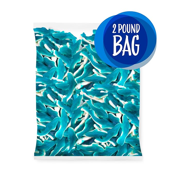 Blue Sharks Gummy Candy | 2-Pound Bag | Blue Raspberry Flavor