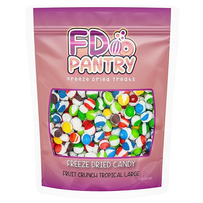 Fruit Crunch Tropical Freeze-Dried Candy, 16 oz, Tropical Fruit Flavors, Large Pouch, Ideal Gift Snack Treat