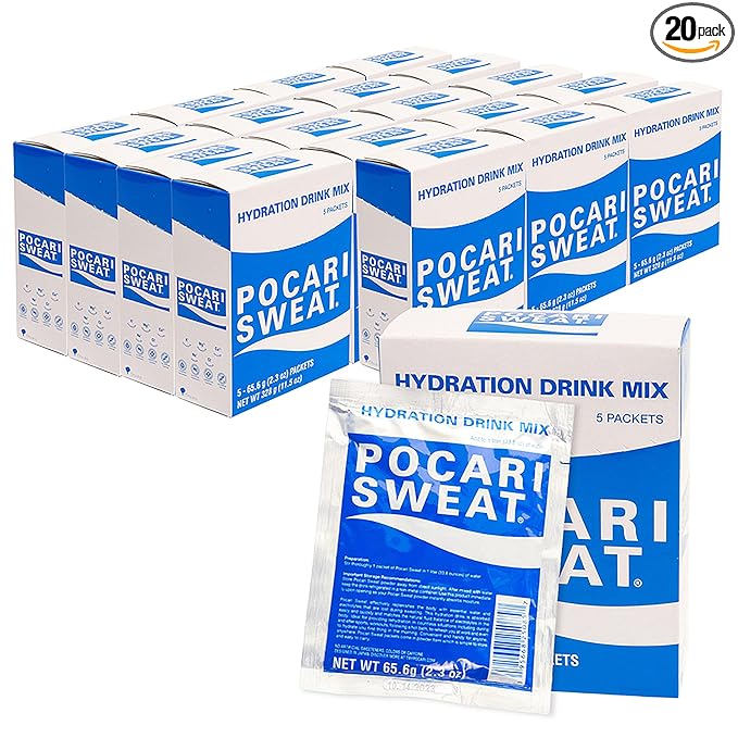 Pocari Sweat Electrolyte Drink, 20 Box Case, 5 Packets Per Box, 100 Packets Total – Hydration, Replenishment & Recovery Beverage