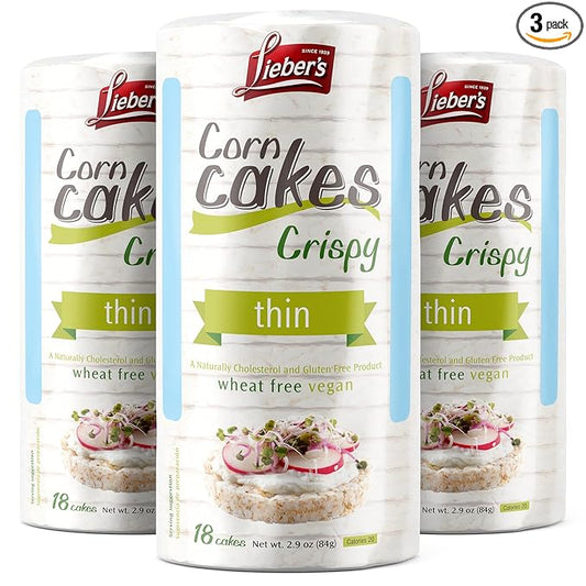 LIEBERS Rice Cakes, Kosher Certified Snack, Dairy Free, Wheat Free, Gluten Free, And Vegan options (Pack of 3)