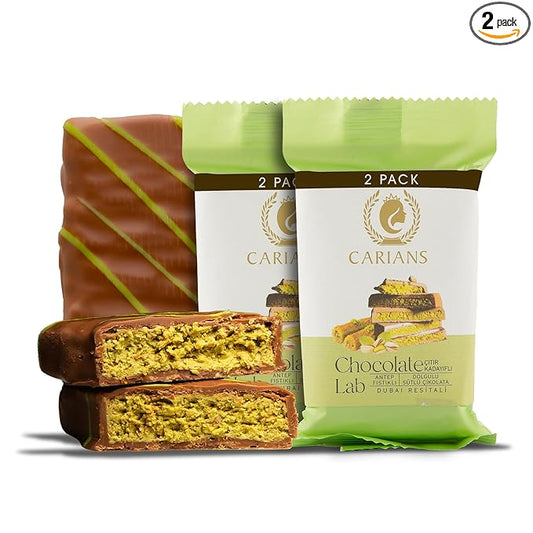 CARIANS Dubai Chocolate Bar with Pistachio, Luxury Chocolate with Crispy Kunafa, Great for Gift Giving, Anniversary, Valentine's Day