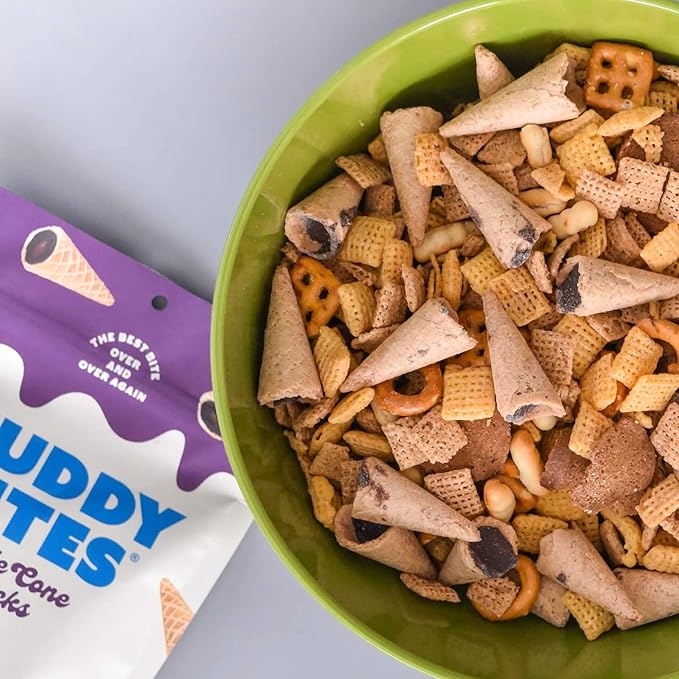 Muddy Bites Waffle Cone Snacks Bite Sized Chocolate Filled Waffle Cones for Snack or Dessert, Ice Cream Topping, Premium Chocolate made with Pure Cane Sugar, Kosher (Dark Chocolate, 5 Bags)