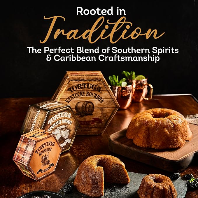 TORTUGA Southern Trio Gift Pack - Tennessee Whiskey, Kentucky Bourbon, & Moonshine Apple Pie - 6 4oz Cakes - The Perfect Premium Gourmet Gift for Gift Baskets, and Birthday Cakes for Delivery