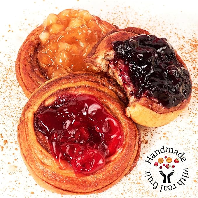 STERN'S BAKERY Fruit Danish Pastry [12 Count] | ASSORTED Fruit Filled Cinnamon Buns for Thanksgiving Gifts, Christmas Food Gifts | Delicous Breakfast Pastries | Kosher, Dairy Free & Nut Free
