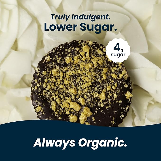 Chocxo Dark Milk Coconut Caramel Cookie Cups - Lower Sugar, Organic, NonGMO, Keto, Gluten Free, Kosher. 58% Cacao, No Artificial Sweeteners/Sugar Alcohols, 3.45 oz (Pack of 6)