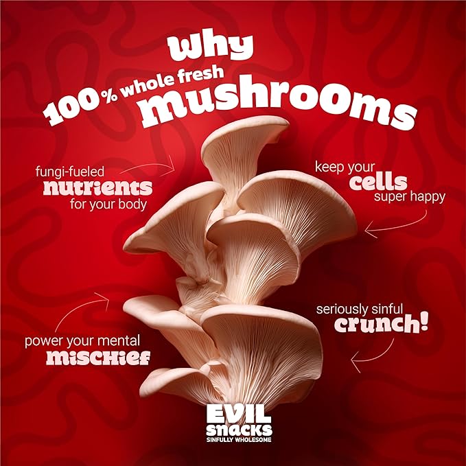 EVIL SNACKS Crunchy Mushroom Chips - VARIETY PACK, Non-GMO Project Verified, Plant-Based, Vegan - Nutrient-Packed, On-the-Go Snack - 2 Oz (3 Pack)