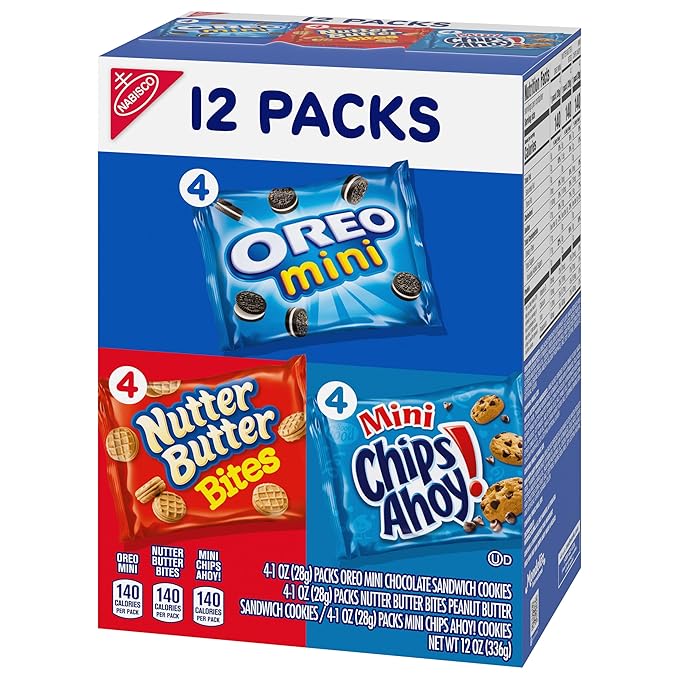 Nabisco Cookie Variety Pack OREO Mini, Nutter Butter Bites, CHIPS AHOY! Mini, 12 Snack Packs