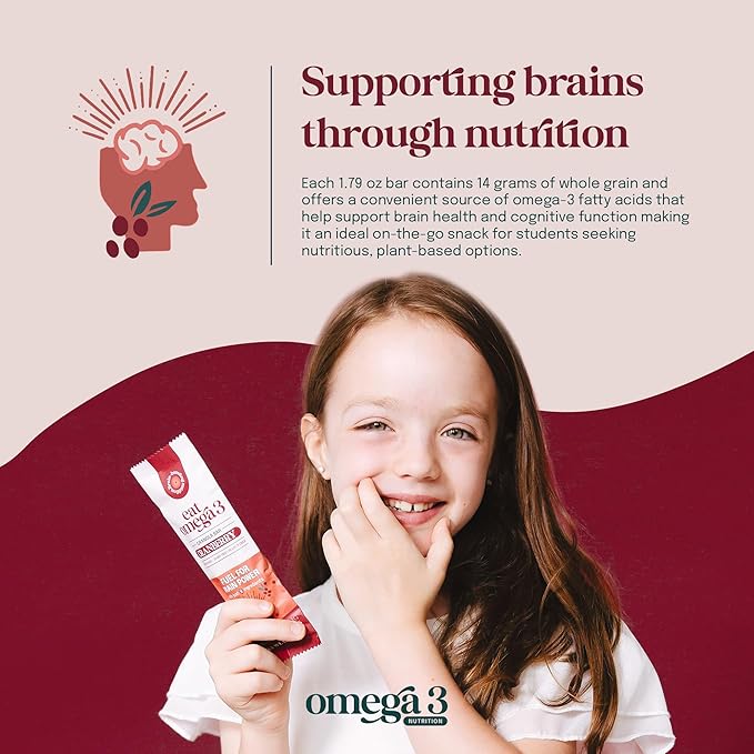 Eat Omega 3 Cranberry Granola Bar – Gluten-Free, Dairy-Free, Plant-Based Protein Snack with Omega-3 & Omega-6, Low Sugar, Non-GMO - 1.79oz, 12 Count