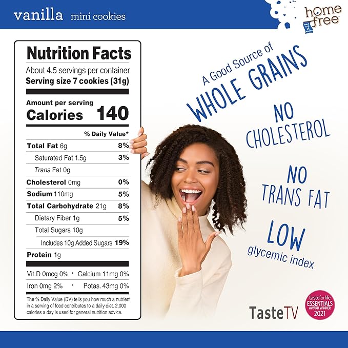 Homefree Mini Vanilla Cookies, Gluten Free, Nut Free, Vegan, School Safe and Allergy Friendly Snack, 5 oz. Box (Pack of 1)