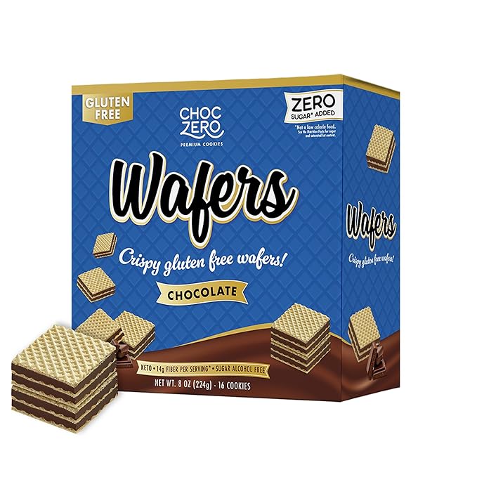 ChocZero Chocolate Wafer Cookies – Sugar Free, Keto Friendly, Low Carb Cookies with No Sugar Alcohols, Gluten Free & Individually Wrapped – 8 oz Box