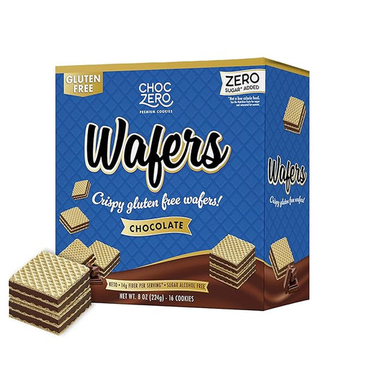 ChocZero Chocolate Wafer Cookies – Sugar Free, Keto Friendly, Low Carb Cookies with No Sugar Alcohols, Gluten Free & Individually Wrapped – 8 oz Box