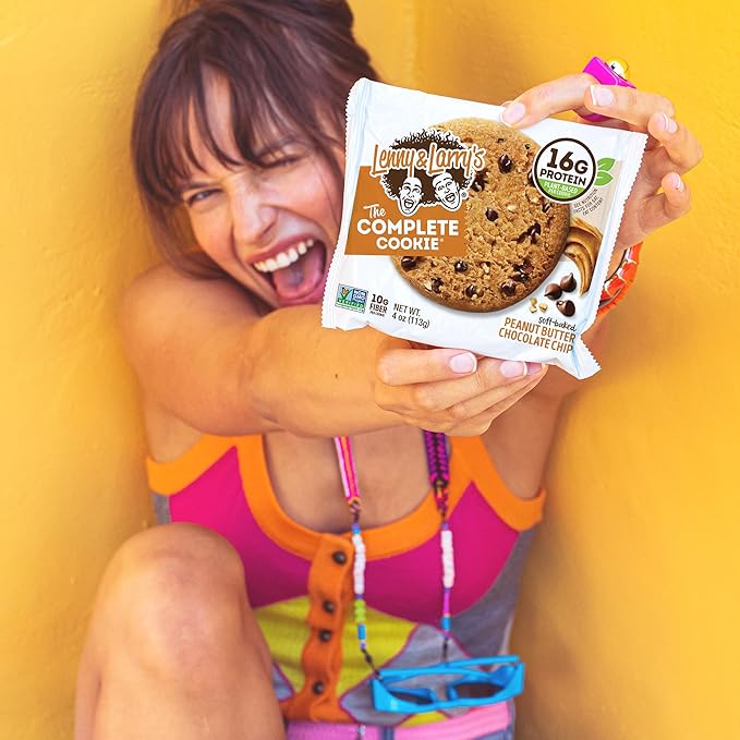 Lenny & Larry's Complete Protein Cookie, [Peanut Butter Chocolate Chip], Chewy Soft Baked, 16g Plant Protein, Vegan, Non-GMO, High Fiber, [4 Ounce] Cookie (Pack of 12)
