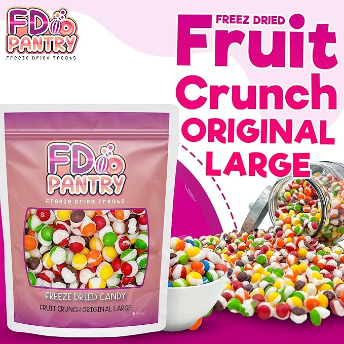 Fruit Crunch Original Freeze Dried Candy 1lb - Assortment of Strawberry, Orange, Lemon, Grape,and Lime Candy Freeze Dried Flavors, Freeze Dried Candies Large 16 oz 1 pount bag - Ideal Gift Snack 16oz