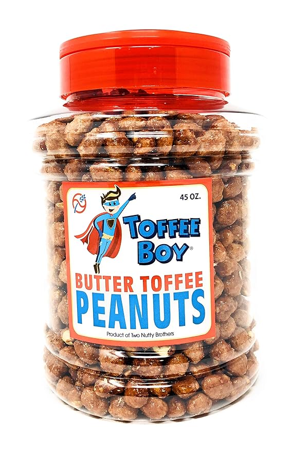 Toffee Boy's Butter Toffee Peanuts - 45 Oz Jar - Family Recipe, Fresh and Hand Cooked, Gluten Free, Real Ingredients, No Preservatives, The PERFECT Holiday Gift