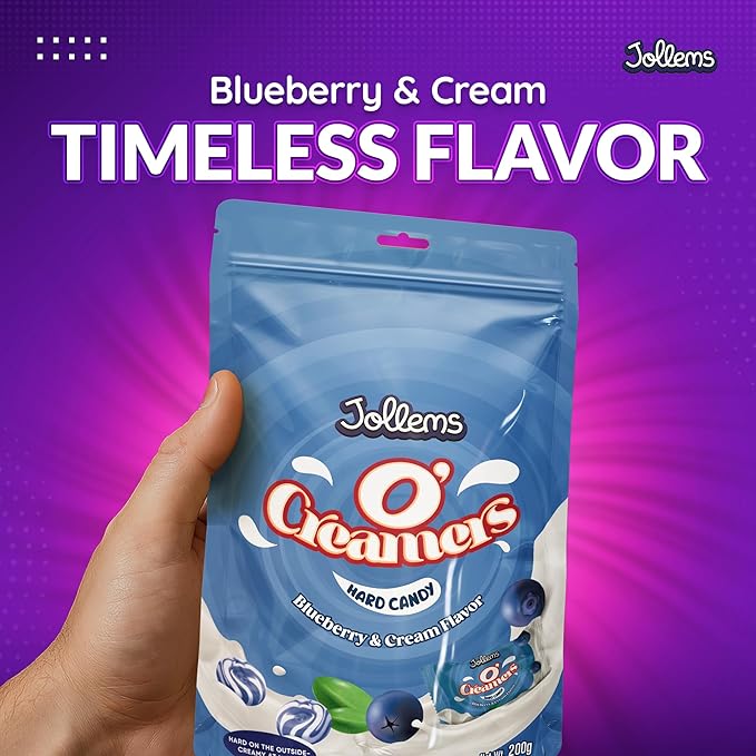 Jollems O’ Creamers Blueberry & Cream Flavored Hard Candy | Individually Wrapped | 2 Pound Bulk Bag