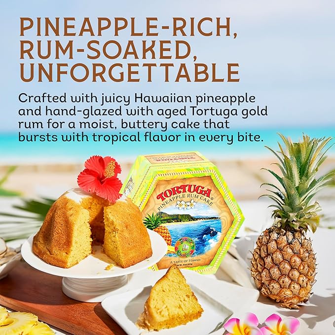 TORTUGA Hawaiian Pineapple Rum Cake - 4 oz Pineapple Rum Cakes - The Perfect Premium Gourmet Gift for Stocking Stuffers, Gift Baskets, and Christmas Gifts - Great Snack Cakes for Delivery