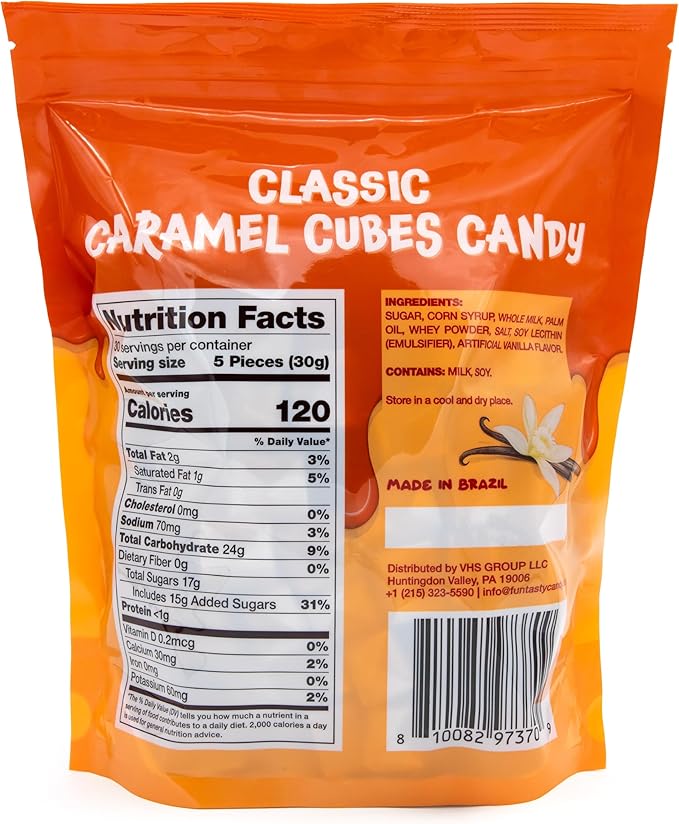Caramel Cubes Candy - 2 Pound Bulk Pack (About 135 Count) - Classic Creamy Squares - Individually Wrapped