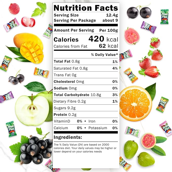 Fruit Plus Chewy Candy, Malaysian Individually Wrapped Bulk Candy, Fruit Snacks for Halloween Christmas Party, Non-Melting, 4.2 Oz Bag (Approx. 39 Count) (Green Apple)