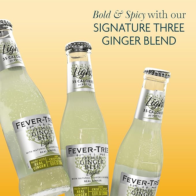 Fever-Tree Light Ginger Beer, 6.8 fl oz (24 Bottles) Lower in Calories, No Artificial Sweeteners, Flavorings or Preservatives