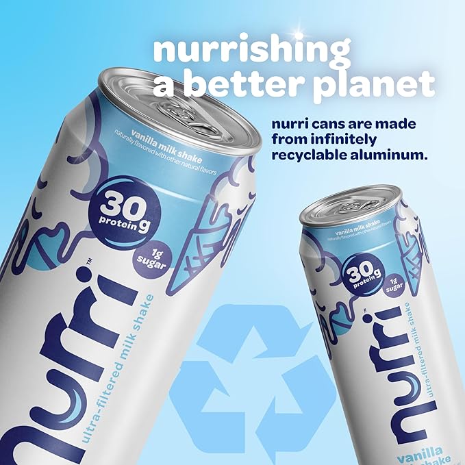 Nurri - 30g Protein Ultra Filtered Milk Shake – Vanilla - Lactose Free, Low Sugar, 150 Calories, 10 Vitamins and Minerals - 11 fl oz, 10 Cans