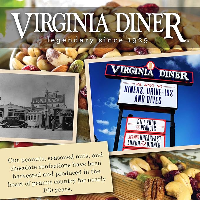 Virginia Diner Blister Roasted Salted XL Red Skin Virginia Peanuts Gourmet All Natural Non GMO 18 oz Can