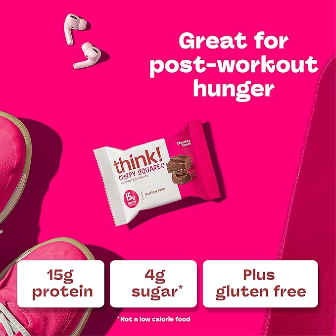 Think! High Protein Crispy Squares Chocolate Crunch Treat (10 Pack)