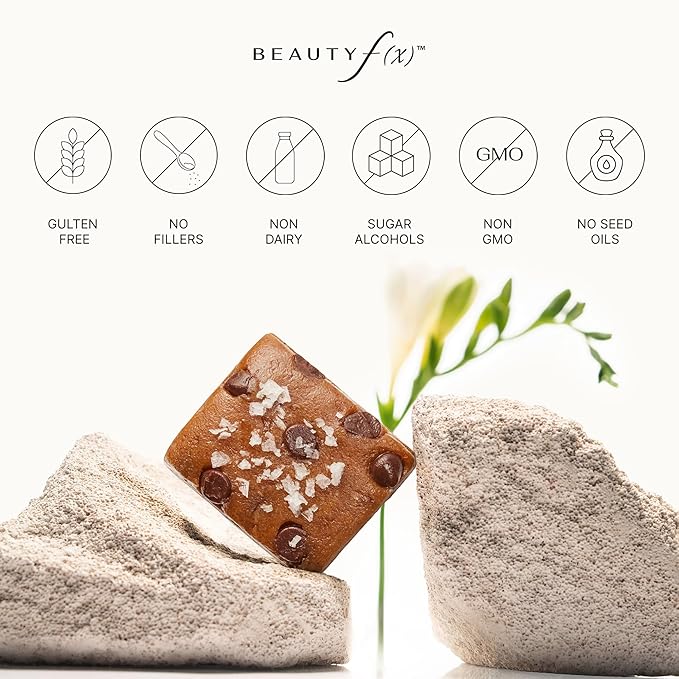 Beauty f(x) Protein Beauty Bites - Collagen Bars – Salted Peanut Butter & Chocolate Chip Collagen Protein Bars for Women – 10g Protein, 120 Calories, No Added Sugar – Supports Skin, Hair, and Nails