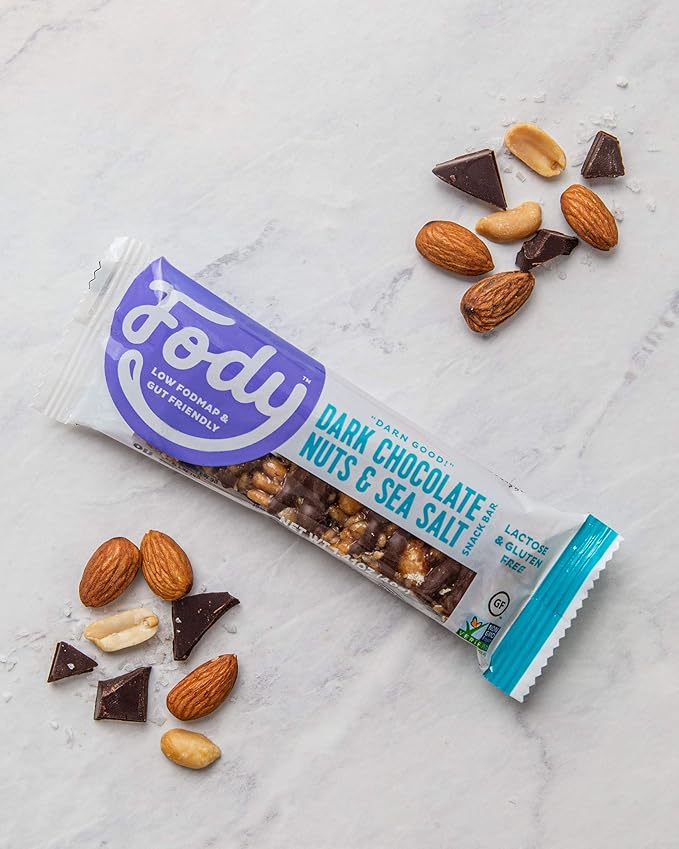 Fody Foods Snack Bars, Dark Chocolate Nuts & Sea Salt, 1.41 Oz (Pack of 6), 5g Protein, Low FODMAP, Gut & IBS Friendly, Vegan, Lactose Free, Non-GMO, Gluten Free