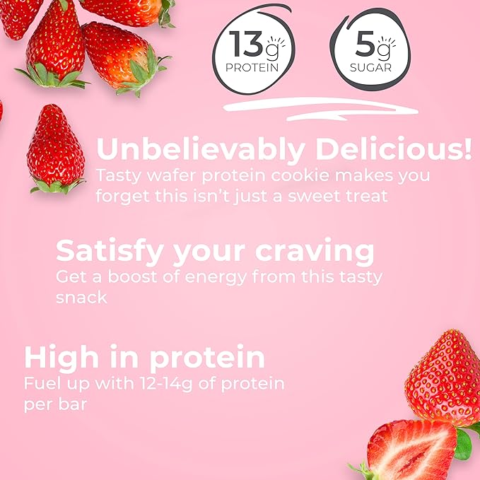 Power Crunch Protein Wafer Bars, High Protein Snacks with Delicious Taste, Strawberry Crème, 1.4 Ounce (12 Count) (Pack of 2)