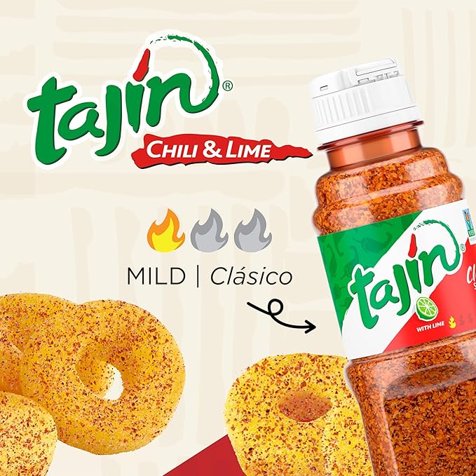 Snak Club Tajin Mango Rings Gummy Candy, Fruit Candy Gummies with Chili and Lime Seasoning, Mild, Gluten-Free and Vegan Snacks, 5 oz Resealable Bags, 6 Pack