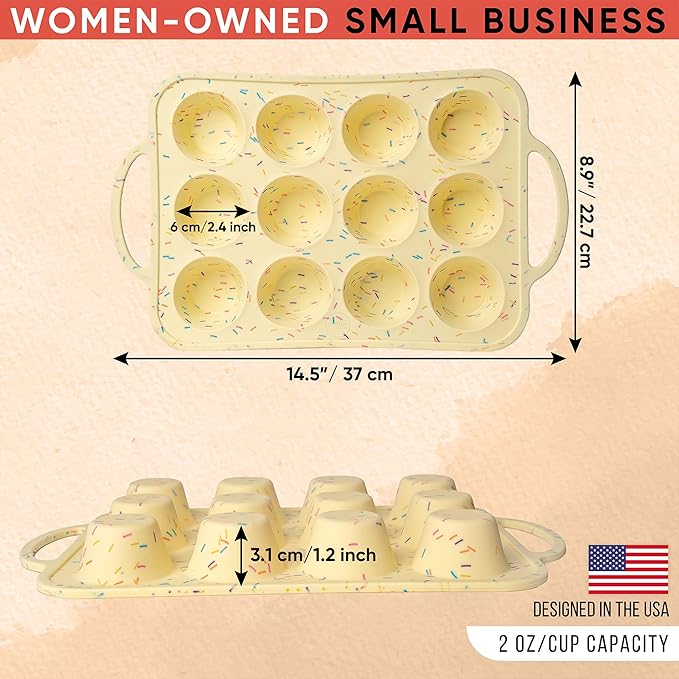 BAKE BOSS Silicone Mini Muffin Pan 12 Count – Non-Stick Muffin Pans for Baking, BPA-Free Silicone Cupcake Pans for Baking, Easy Release, Metal Handles, Oven & Dishwasher Safe