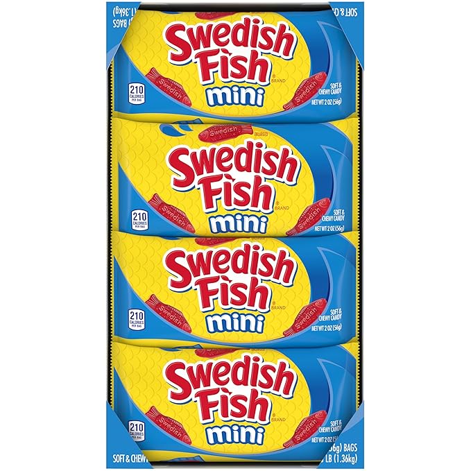 SWEDISH FISH Mini Soft & Chewy Candy, Bulk Candy, 24 - 2 oz Bags