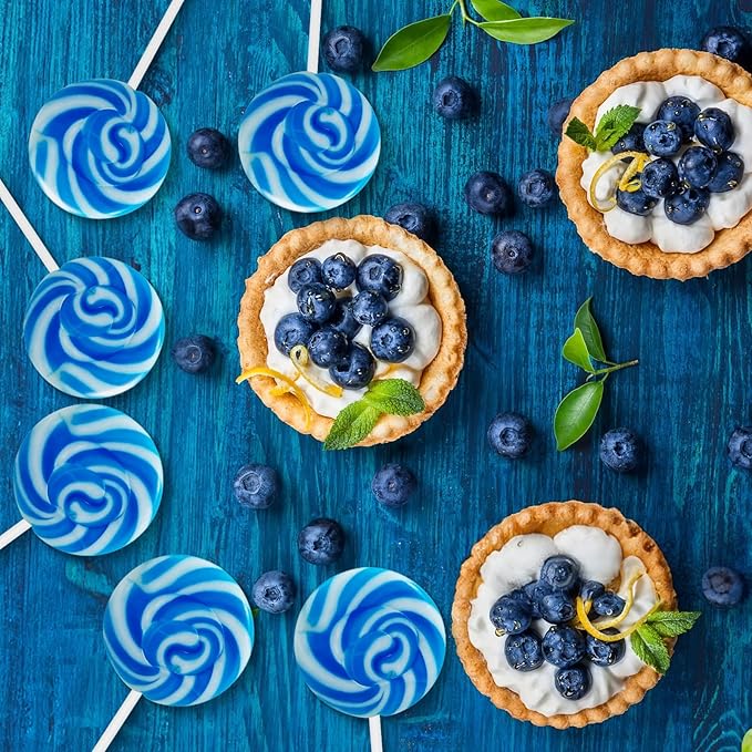 32 Pack Something Blue Twisty & Swirl Lollipops - Lollipop Candy Individually Wrapped Bulk for Wine Day - Candy Swirl Lollipops Suckers for Wedding, Baby Shower and Birthday