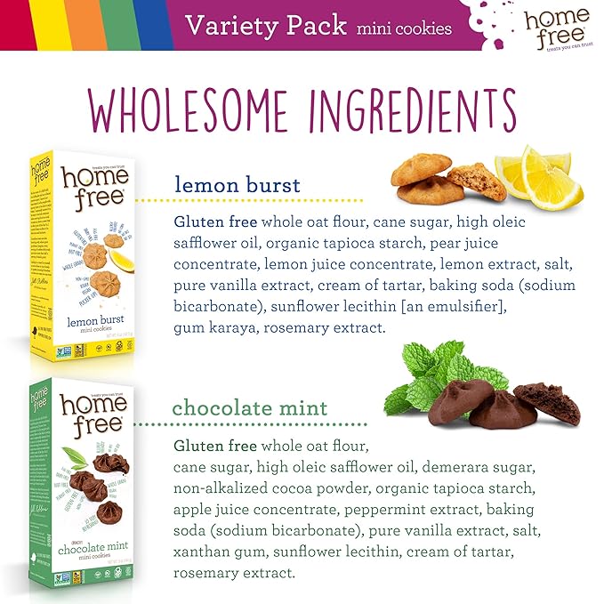 Homefree Treats — Vegan Cookies Variety Pack – Allergy Safe School Snacks – Peanut Free, Gluten Free, Egg Free, Dairy Free – Yummy Crunchy Cookie Assortment, Kosher Pareve (6 Count)