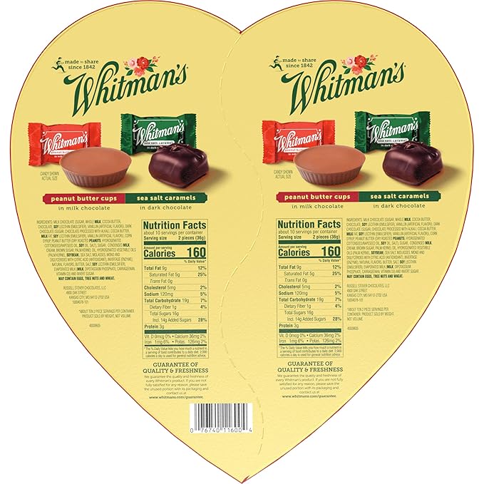 WHITMAN'S Valentine's Day Best Friends Forever Heart Milk & Dark Chocolate Candy Gift Box, 12.9 oz.