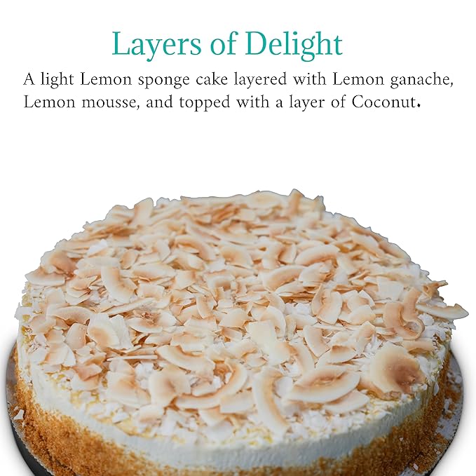 Andy Anand Sugar Free Lemon Coconut Mousse Cake (3 lbs) - Luscious, Creamy Bakery Desserts, Guilt-Free Indulgence (3 lbs)