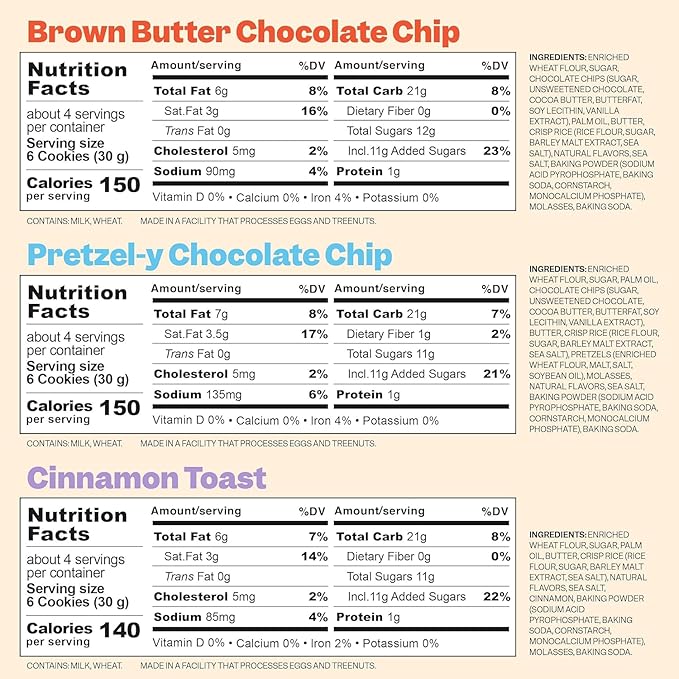 Milk Bar Super Crunchy Cookies – Pretzel, Brown Butter & Cinnamon Toast | Mini Treats for Party Snacking & On-the-Go | Cracker Alternative | No Artificial Flavors | Variety 3-Pack (4.5oz Each)