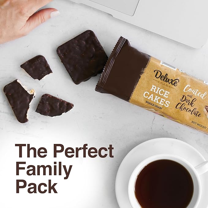 Deluxe & Bla Bla Dark Chocolate Rice Cakes,Kosher Certified Dairy Free,Gluten Free,Nuts Free,Vegan Snack (Dark Chocolate) Pack Of 3