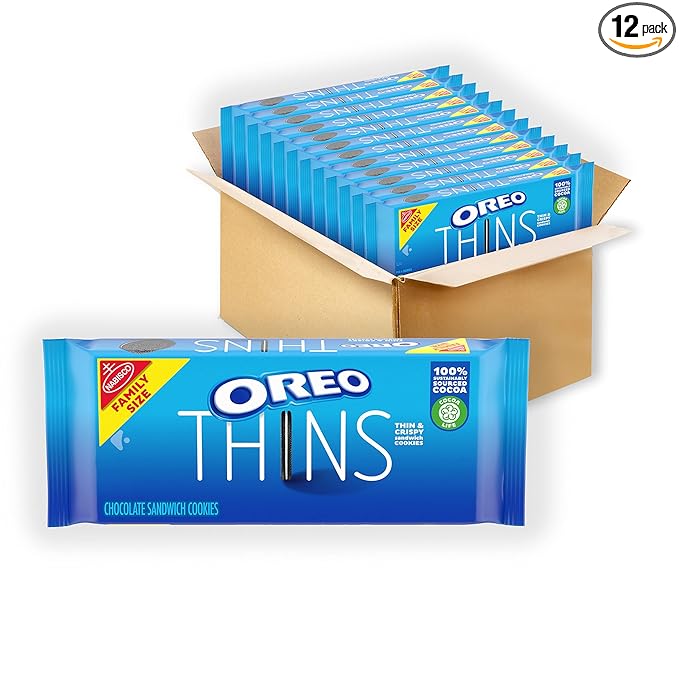 OREO Thins Chocolate Sandwich Cookies, Family Size, 12 - 13.1 oz Packs