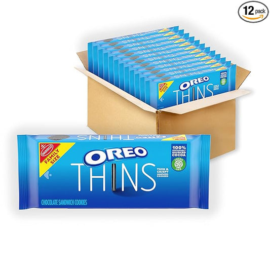 OREO Thins Chocolate Sandwich Cookies, Family Size, 12 - 13.1 oz Packs