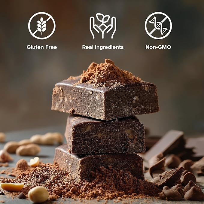 NEOBAR Fruit and Nut Bars - Plant-Based Vegan Snack Bars, Gluten Free Dairy Free Snacks, No Preservatives, No Refined Sugars Added, Non-GMO | Peanut & Chocolate, 9g Protein,12 Count