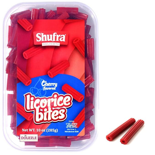 DOUzzle Valentines Day Sweet Treats, Cherry Flavored Licorice Bites (10 OZ - Pack of 1) Goodie Bag Stuffer, Pinata Filler - Kosher Parve