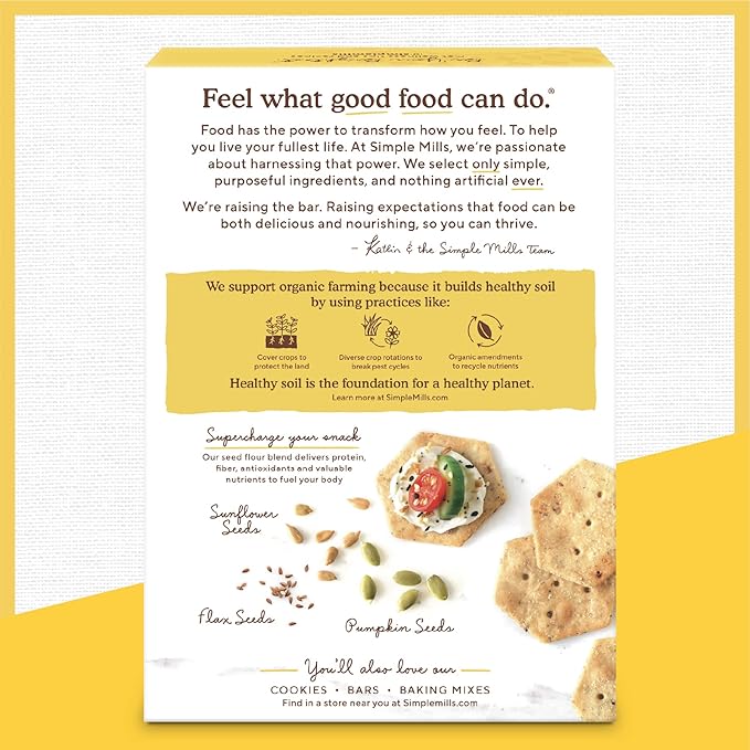 Simple Mills Organic Seed Crackers, Everything - Gluten Free, Vegan, Healthy Snacks, Paleo Friendly, 4.25 Ounce (Pack of 2)