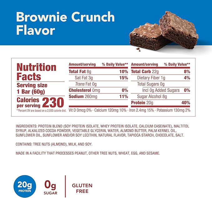 think! Protein Bars, High Protein Snacks, Gluten Free, Kosher Friendly, Brownie Crunch, Nutrition Bars, 2.1 Oz per Bar, 30 Count (Packaging May Vary)