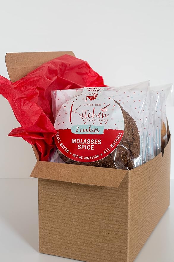 Fresh Baked Molasses Spice Cookies - 1 Dozen - Gourmet Gift Box – Gifts For Men & Women – Soft Cookies - Little Red Kitchen Bake Shop