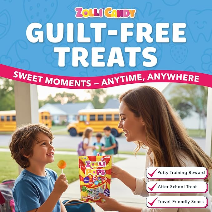 Zollipops Clean Teeth Pops Sugar Free Candy with Xylitol, Dye-Free Lollipops - Keto & Diabetic-Friendly, Dentist-Approved Treats for Kids (Cherry and Pineapple 5.2 oz)