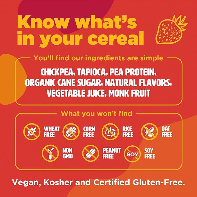 Three Wishes Grain-Free & Protein Cereal - Healthy, Low Sugar & Gluten-Free Breakfast Cereal - Low Carb, Plant-Based, Vegan & Non-GMO - Fruity, 6-Pack