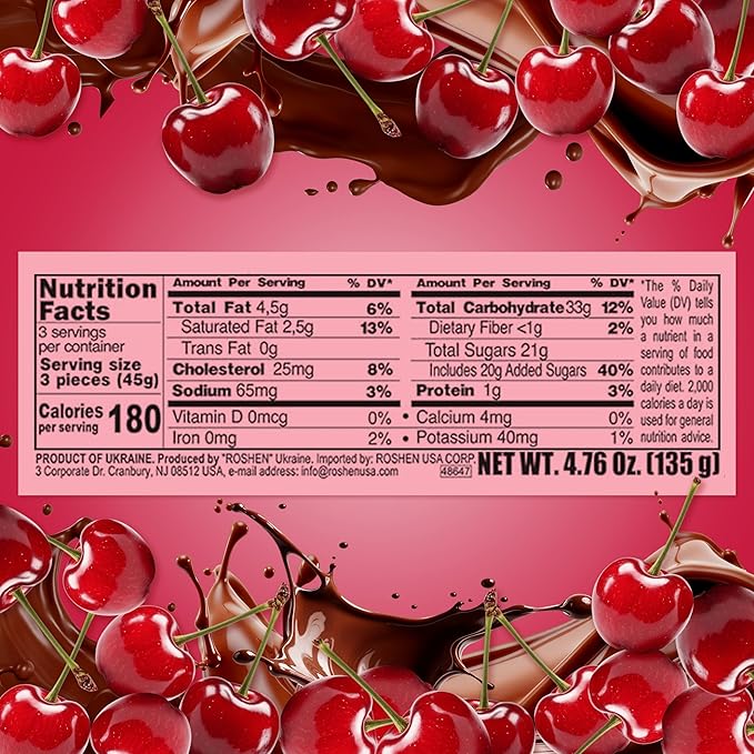 Roshen Lovita Cookies with Cherry Jelly Filling, 4.76 oz, Chocolate Biscuit with Juicy Cherry Jelly & Signature Chocolate Glaze, European Gourmet Cookies, Pack of 2