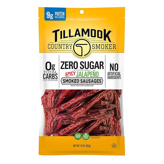Tillamook Country Smoker Keto Friendly Zero Sugar Smoked Sausages, Spicy Jalapeño, 10 Ounce