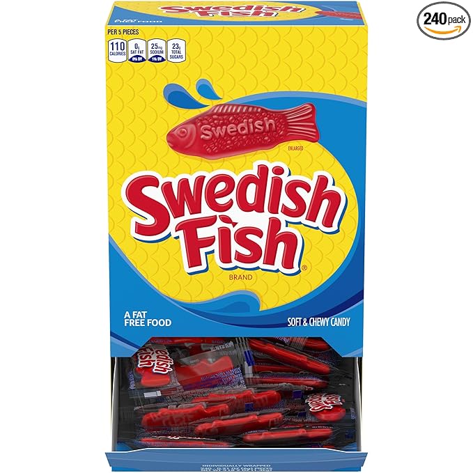 SWEDISH FISH Individually Wrapped Soft & Chewy Candy, Bulk Candy, 240 Count Box